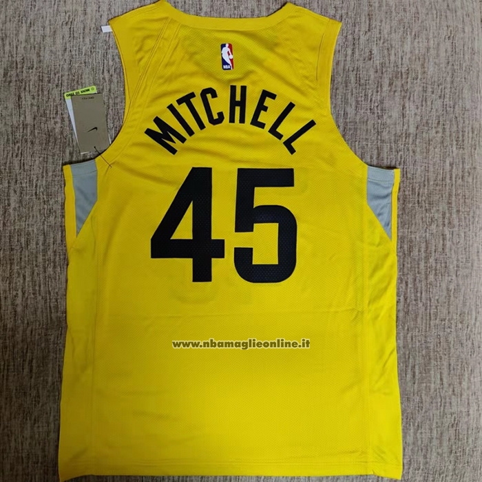 Maglia Utah Jazz Donovan Mitchell #45 Icon Autentico 2022-23 Giallo